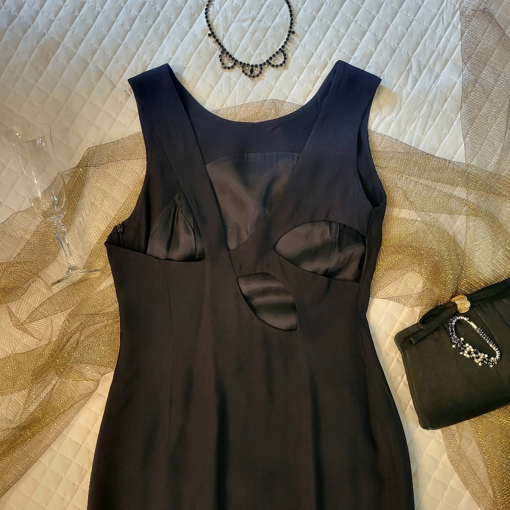 🐈‍⬛ VERSUS by Gianni Versace Cutout Back Little Black Dress Sz 28 Made in Italy